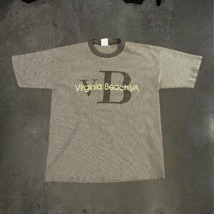 Vintage Single Stitch Virginia Beach Striped Calvin Klein Style Font Tee